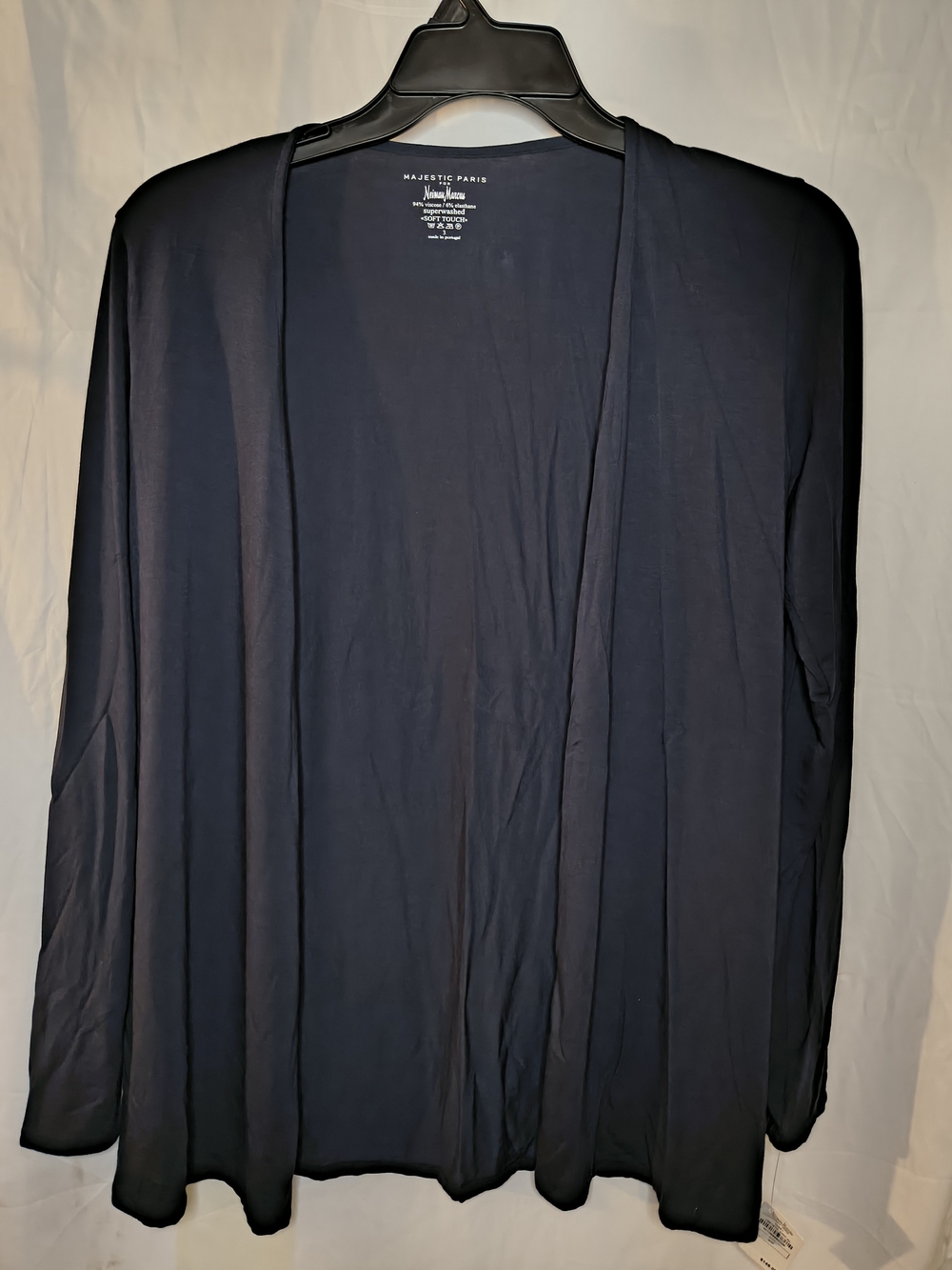 NWT Majestic Paris Neiman Marcus Navy Blue Open Front Cardigan Soft Touch Size 3
